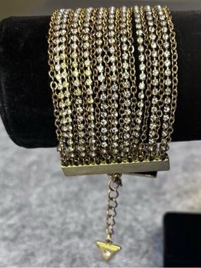 Guess Gold-Tone Multi-Row Rhinestone Bracelet